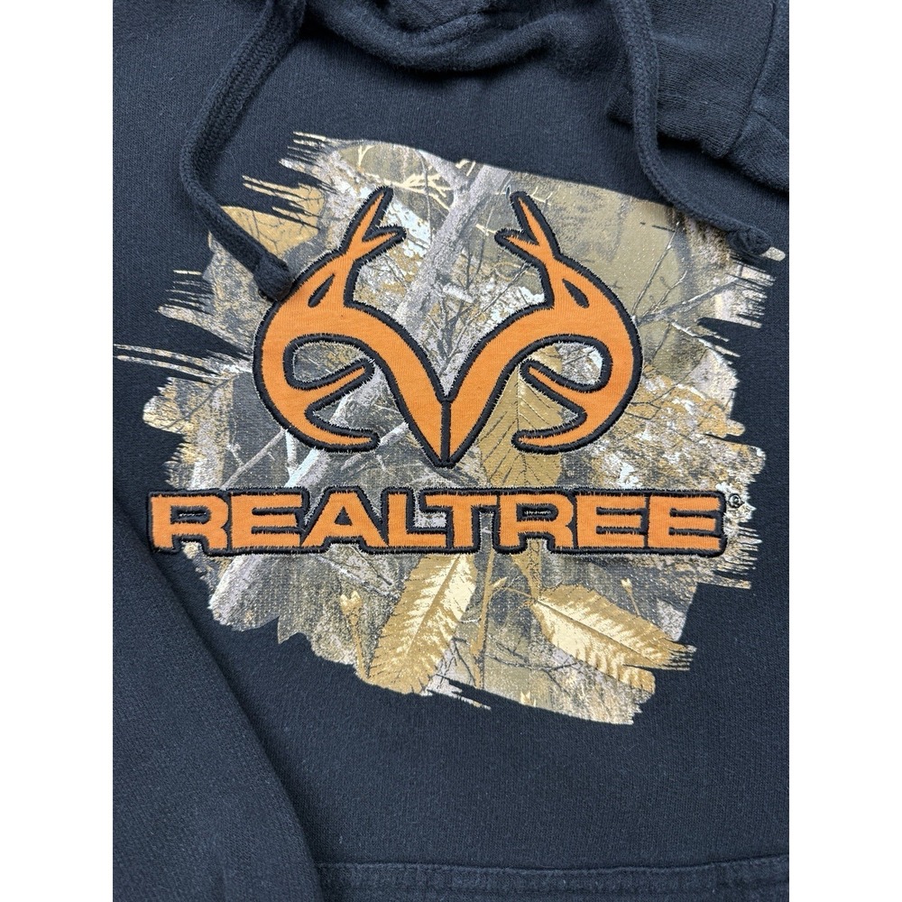 Realtree By Staghorn Creek Mens XL Black Fleece Pullover Hoodie Graphic Pocket - Picture 3 of 6